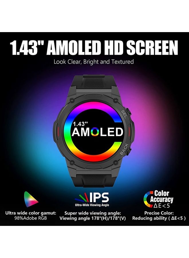 ارمفيت ساعة دريم الذكية للرجال مع شاشة AMOLED تعمل دائمًا واتصال بلوتوث وساعات لياقة بدنية مقاومة للماء لنظام Android iOS - Image 2
