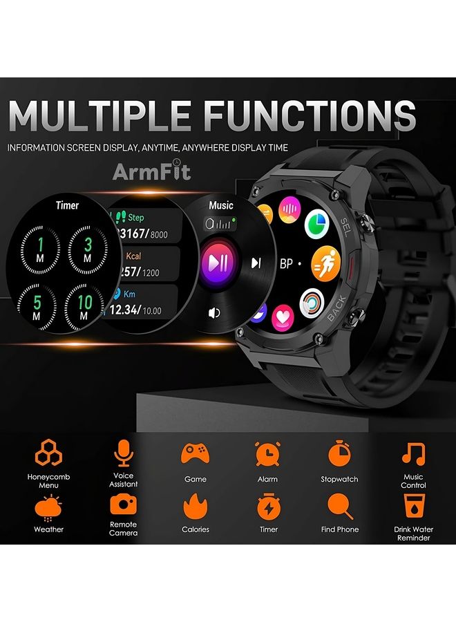 ارمفيت ساعة دريم الذكية للرجال مع شاشة AMOLED تعمل دائمًا واتصال بلوتوث وساعات لياقة بدنية مقاومة للماء لنظام Android iOS - Image 4