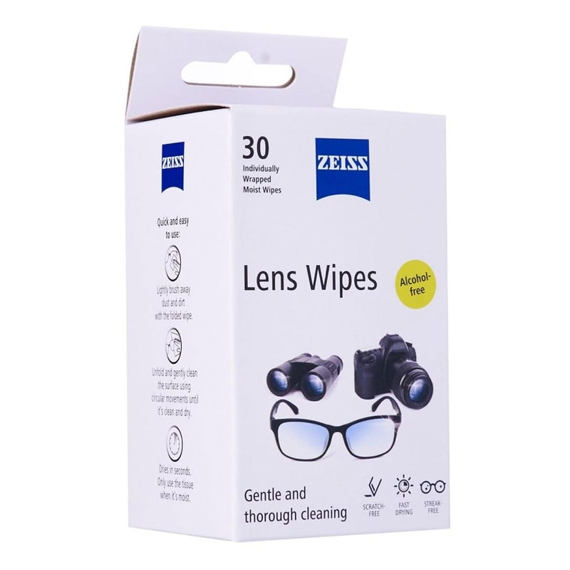 ZEISS Lens Cleaning Wipes, Pre-Moistened, Individually Wrapped Wipes for Coated Glass on Binoculars, Glasses, Sunglasses, Camera Lenses, and Scopes, 30 Count - Image 2