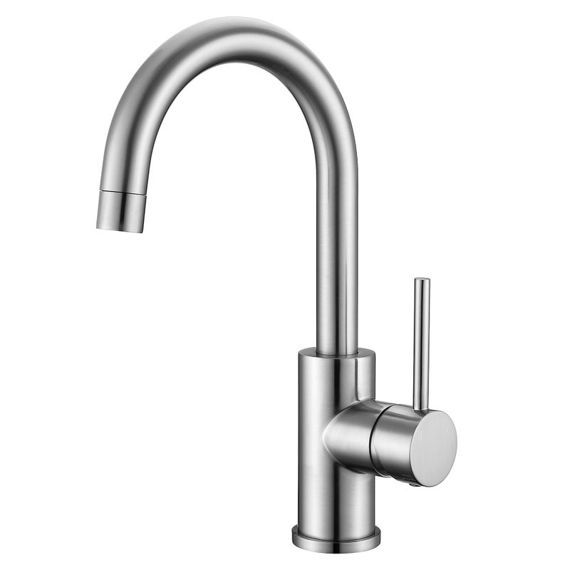 WiPPhs Bar Faucets Single Hole, WiPPhs Brushed Nickel Mini Kitchen Sink Faucets, Single Handle Stainless Steel Modern Sink Faucets 1 Hole, Faucet for Bar Sink - Image 1