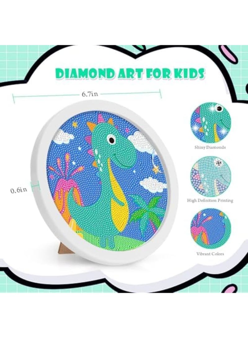 SYOSI 5D Diamond Art Painting Kits for Kids with Wooden Frame, Dinosaur Diamond Art and Crafts for Children Ages 6-12, Full Drill Painting by Number Kits, Gem Art with 6.7-inch Frames (Dinosaur) - Image 5