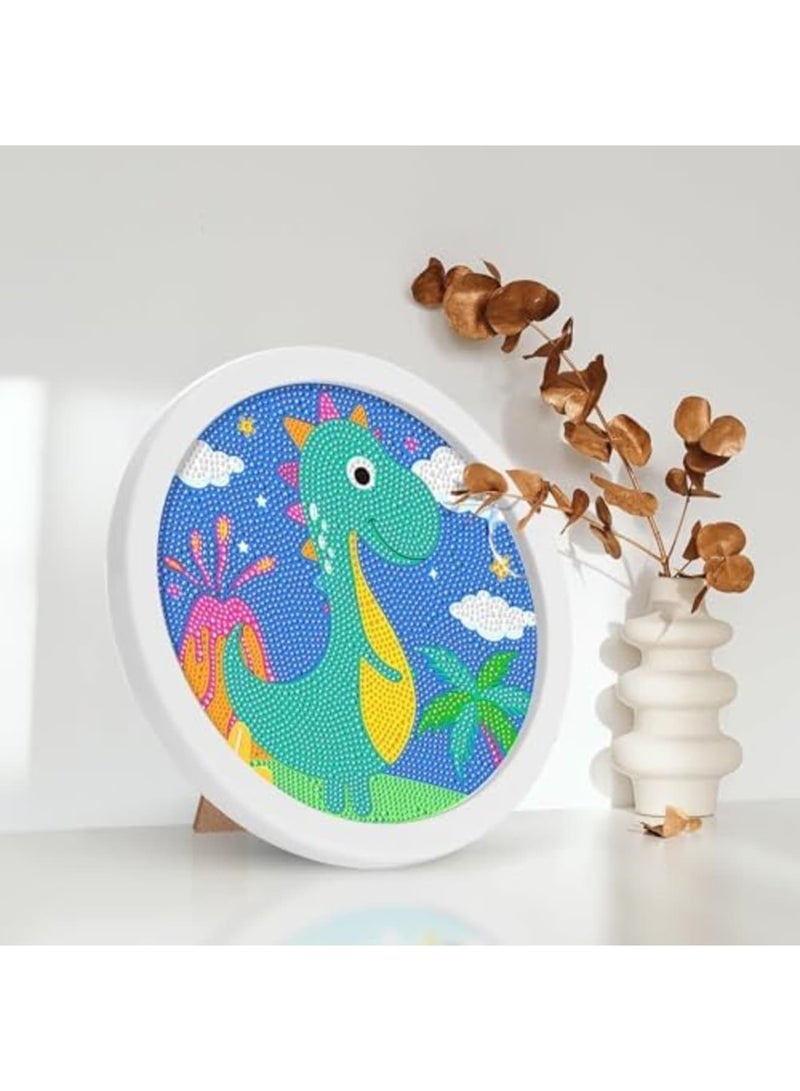 SYOSI 5D Diamond Art Painting Kits for Kids with Wooden Frame, Dinosaur Diamond Art and Crafts for Children Ages 6-12, Full Drill Painting by Number Kits, Gem Art with 6.7-inch Frames (Dinosaur) - Image 2