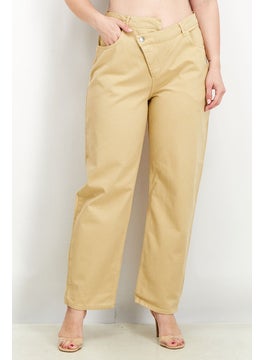 Women Relaxed Fit Plain Non Stretchable Denim Jeans, Stone