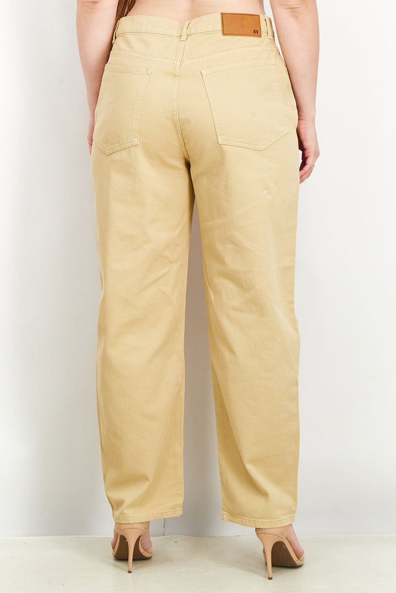 Reclaimed Vintage Women Relaxed Fit Plain Non Stretchable Denim Jeans, Stone - Image 4