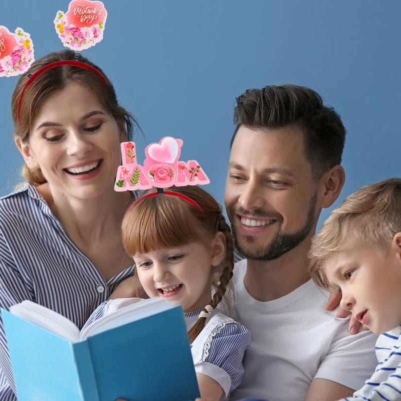 دونيس رباط شعر بمناسبة عيد الأم، دائرة شعر مزينة بالزهور، زينة للشعر بأشكال قلوب وورود، للنساء والأطفال، 1 قطعة - Image 5