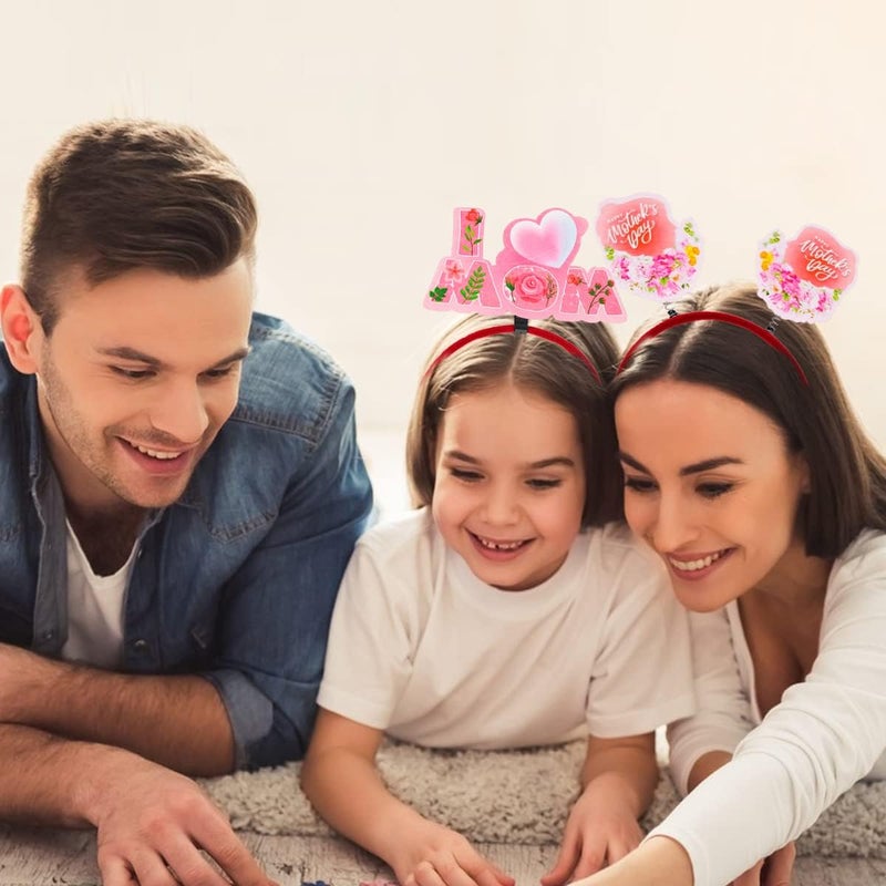 دونيس رباط شعر بمناسبة عيد الأم، دائرة شعر مزينة بالزهور، زينة للشعر بأشكال قلوب وورود، للنساء والأطفال، 1 قطعة - Image 2