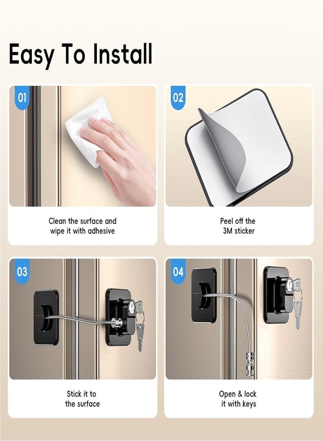abhaymart Safety Door Locks with Key for Cupboard, Cabinets, Fridge & Freezers, Child Security Locks, Childproof Your House, with Adhesive, Residue-Free, Multi, 1 Count - Image 4