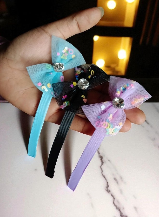 NEOBABY Head Bands Set with Crystal Embellished Bows | Multicolor Hair Bands for Girls & Women's | Fashion Hair Accessories with Rhinestone Decorations (Pack of 6 Pcs) - Image 5