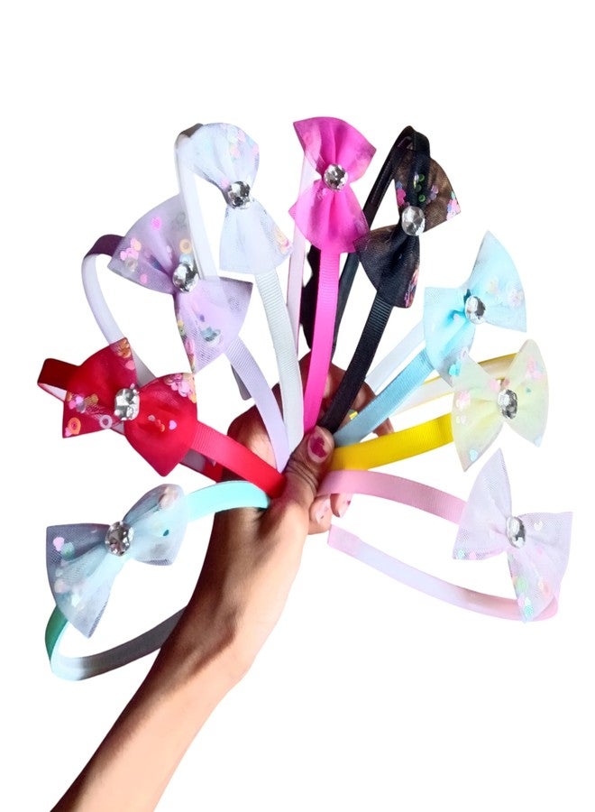 NEOBABY Head Bands Set with Crystal Embellished Bows | Multicolor Hair Bands for Girls & Women's | Fashion Hair Accessories with Rhinestone Decorations (Pack of 6 Pcs) - Image 1