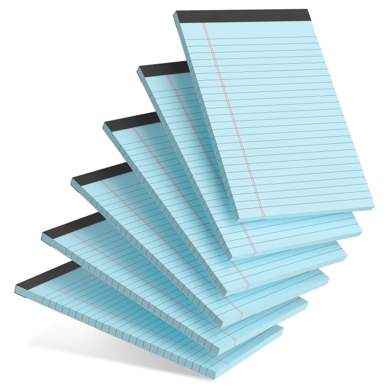 Ailzfei 6Pcs Small Note Pad 5X8 College Ruled Blue Legal Pads Paper Notepads 6 Pack Study Back Writing Pads 5 X 8 Legal Pads Perforated Narrow Ruled Pads Of Paper Blue - Image 1