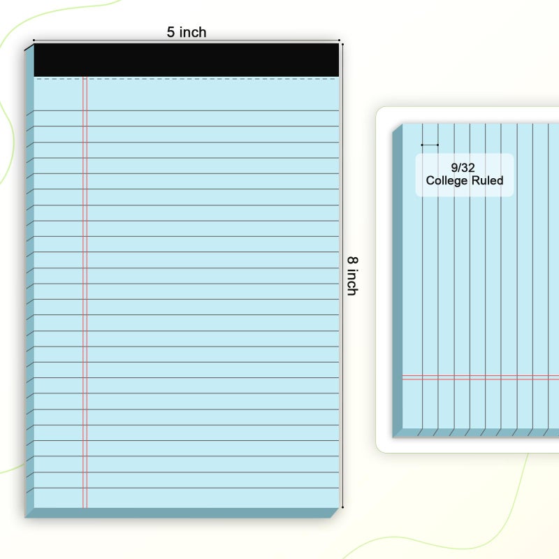 Ailzfei 6Pcs Small Note Pad 5X8 College Ruled Blue Legal Pads Paper Notepads 6 Pack Study Back Writing Pads 5 X 8 Legal Pads Perforated Narrow Ruled Pads Of Paper Blue - Image 2