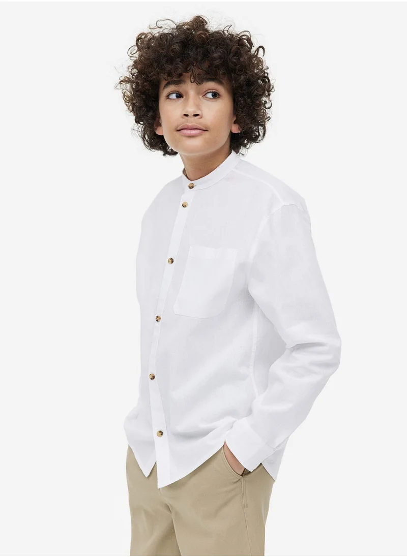اتش اند ام Kids Essential Linen Blend Grandad Shirt