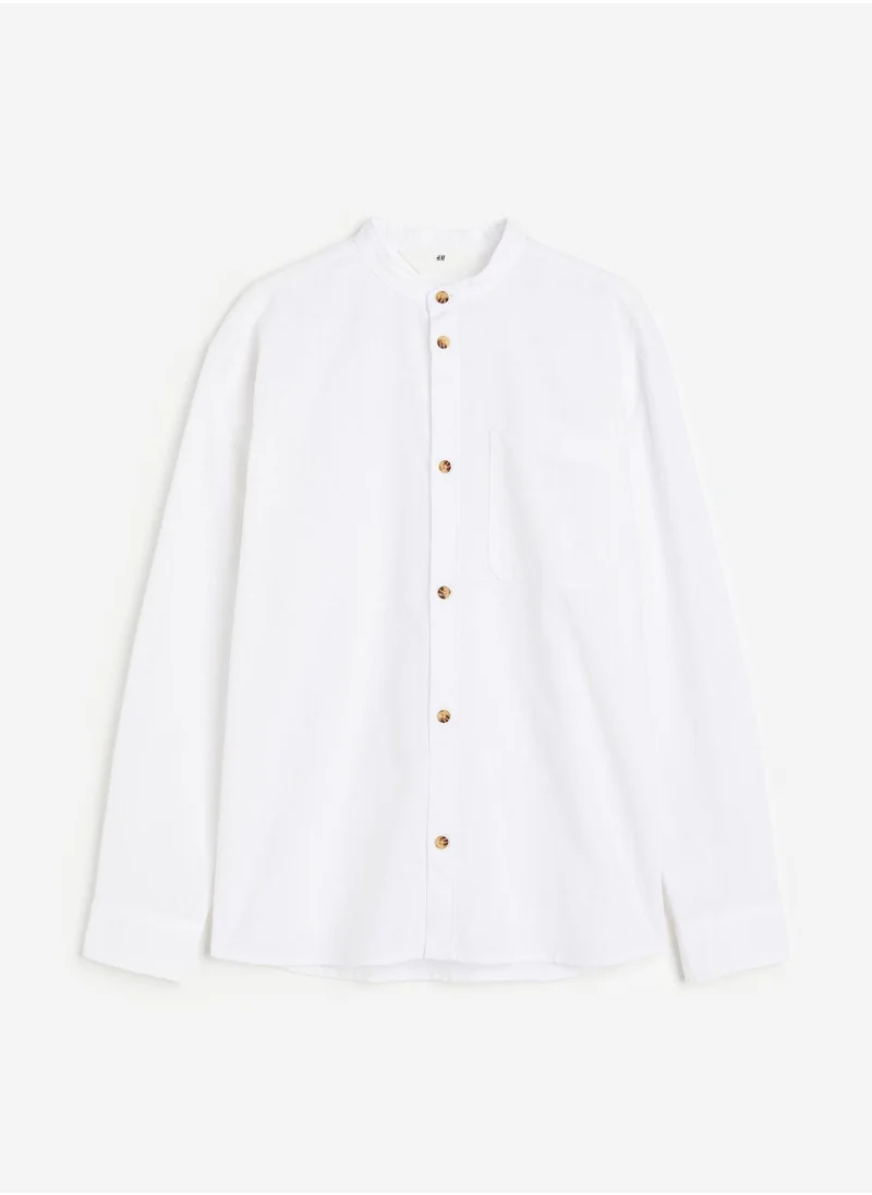 اتش اند ام Kids Essential Linen Blend Grandad Shirt