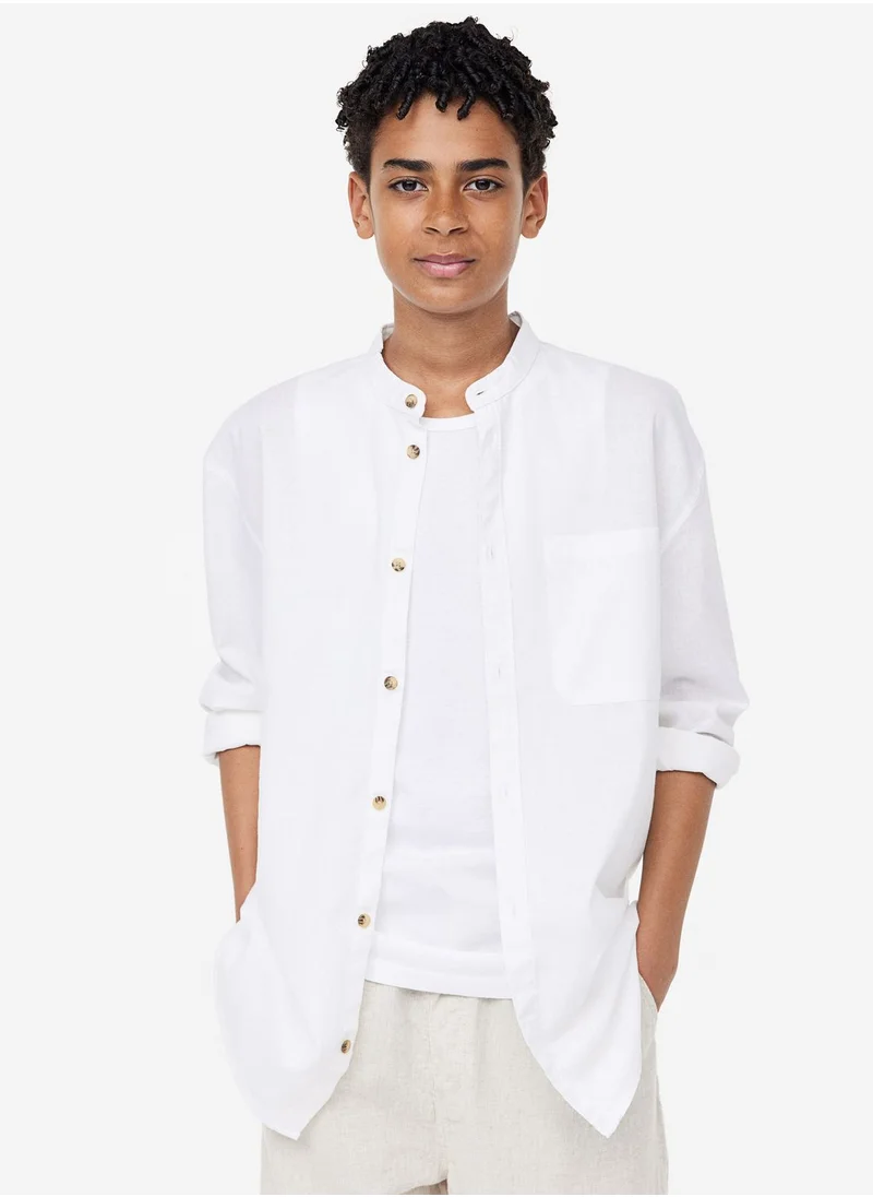 اتش اند ام Kids Essential Linen Blend Grandad Shirt