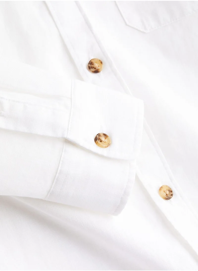 اتش اند ام Kids Essential Linen Blend Grandad Shirt