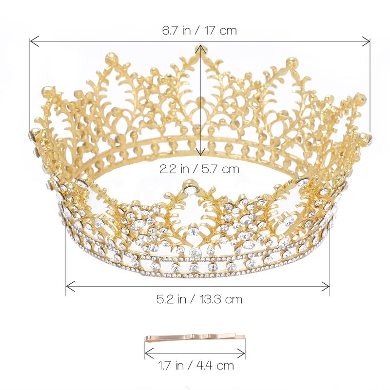 cheekyglo Jeweled Baroque Queen Gold Princess Crown Vintage Crystal Diamond Wedding Crowns and Tiaras Costume Party Hair Accessories for Women - Image 5