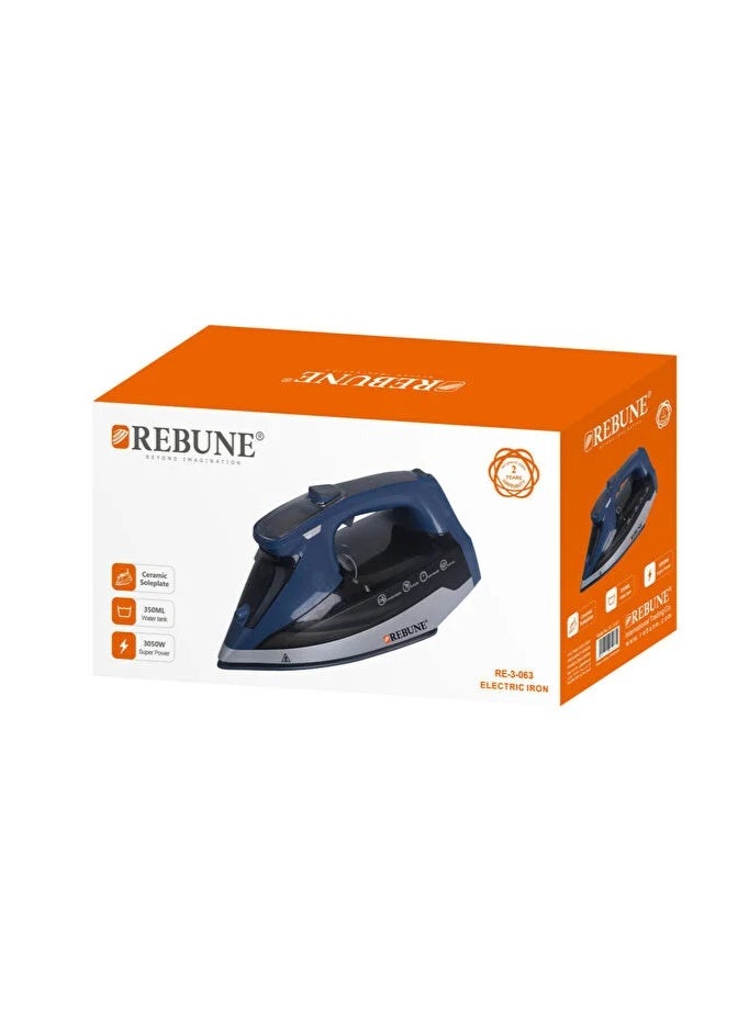 REBUNE Steam Iron 2560W 350ml RE-3-063 350 ml 2560 W RE-3-063 Blue/Black - Image 2