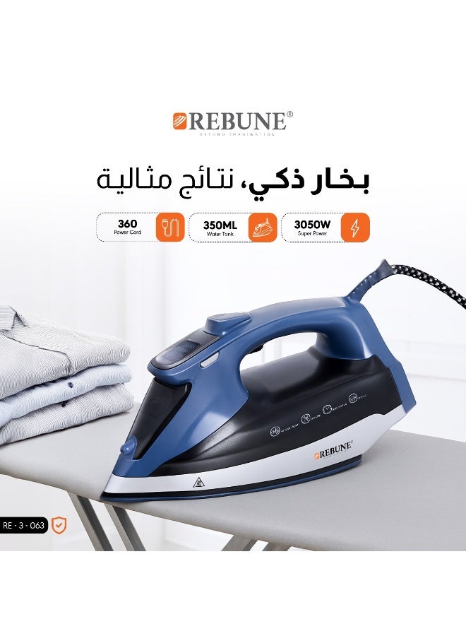 REBUNE Steam Iron 2560W 350ml RE-3-063 350 ml 2560 W RE-3-063 Blue/Black - Image 4