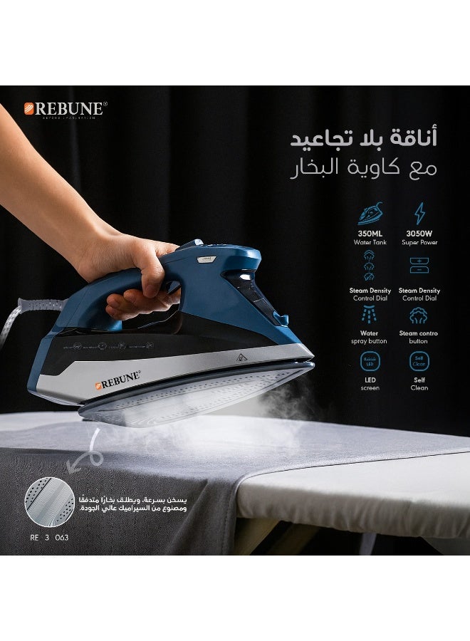 REBUNE Steam Iron 2560W 350ml RE-3-063 350 ml 2560 W RE-3-063 Blue/Black - Image 5