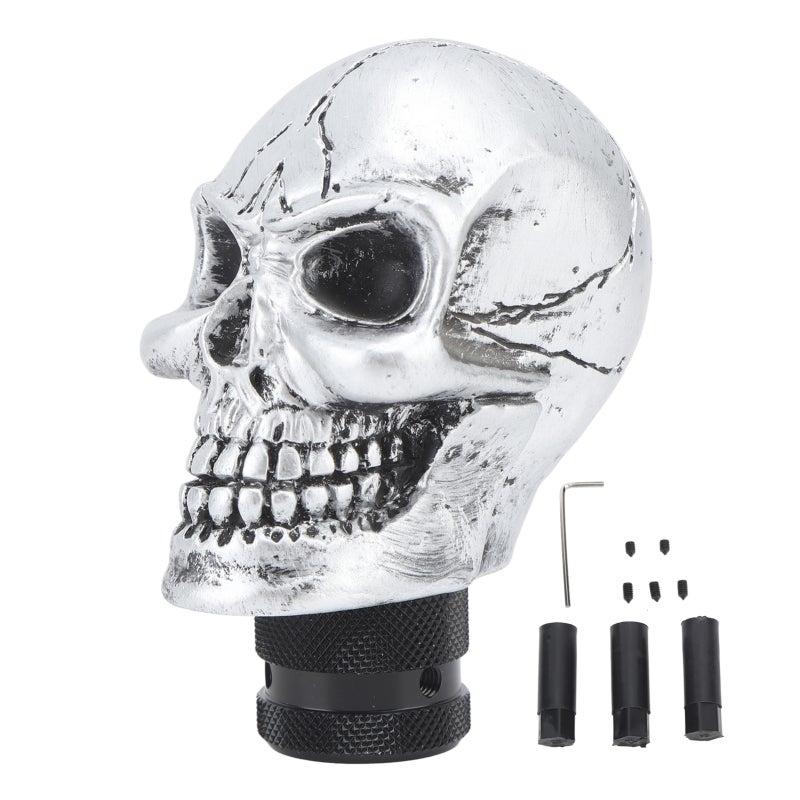 Skull Gear Shift Head Manual Transmission Resin Shifter Knob - Silver Skeleton Design Car Gear Stick Knob for Driving Experience Improvement - Image 1
