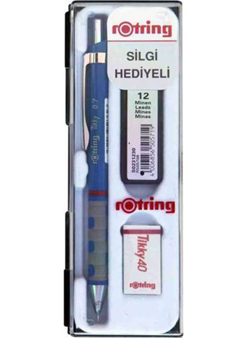 Rotring Tikky School Set 0.7 mm Blue Versatile Pen + Eraser + Nib  - Image 1
