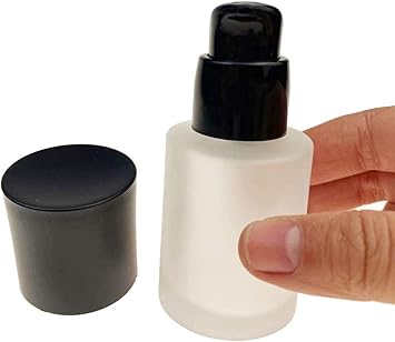 Quupy 2PCS 30ML1oz Refillable Empty Glass Pump Bottle with Black Lid Matte Vials Portable Foundation BottleCosmetic Containers for Lotion Foundation - Image 5