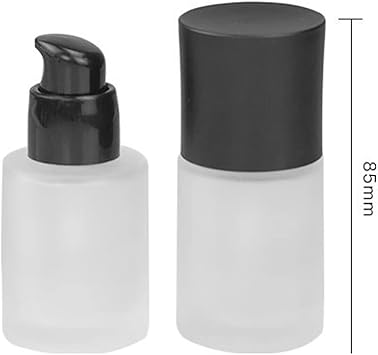Quupy 2PCS 30ML1oz Refillable Empty Glass Pump Bottle with Black Lid Matte Vials Portable Foundation BottleCosmetic Containers for Lotion Foundation - Image 2