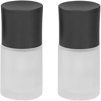 Quupy 2PCS 30ML1oz Refillable Empty Glass Pump Bottle with Black Lid Matte Vials Portable Foundation BottleCosmetic Containers for Lotion Foundation - Image 3