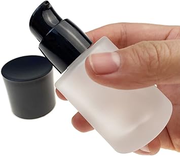 Quupy 2PCS 30ML1oz Refillable Empty Glass Pump Bottle with Black Lid Matte Vials Portable Foundation BottleCosmetic Containers for Lotion Foundation - Image 4