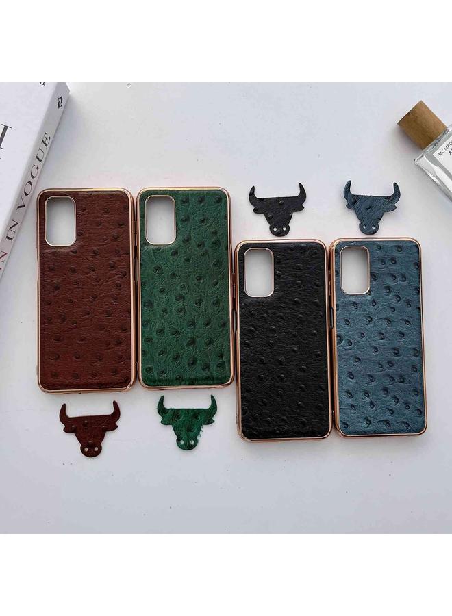 اس-توب جراب لهاتف Samsung Galaxy A73 5G مصنوع من الجلد الطبيعي بنمط جلد النعام مع طلاء كهربائي نانوي - Image 3