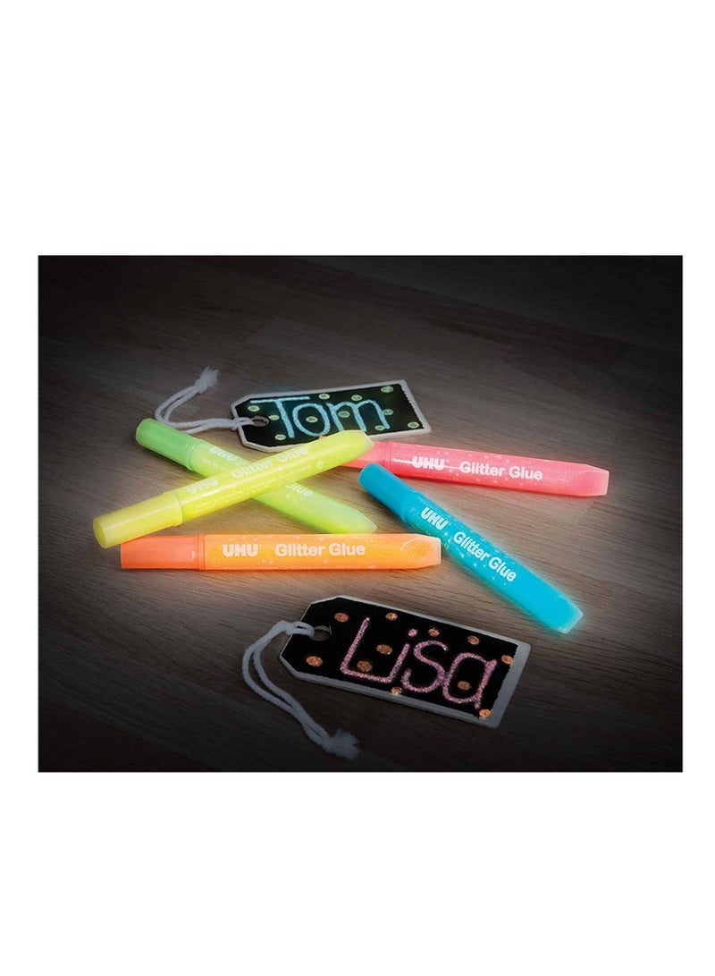 UHU 5-Piece Glow In The Dark Brilliant Glitter Glue Multicolour - Image 4