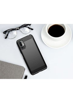انت علبة الهاتف لـ Xiaomi Redmi Note 10 5g حامي ، إكسسوارات Slim TPU السيليكون الحماية Redmi Note 10 5G ألياف الكربون ، أسود  - Image 5