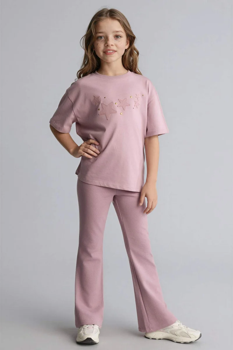 ديفاكتو Girl Wide Leg Trousers T-Shirt 2 Piece Set