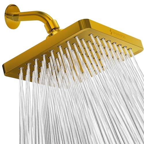 SparkPod Shower Head - High Pressure Rain - Premium Quality Luxury Design - 1-Min Install - Easy Clean Adjustable Replacement for Your Bathroom Shower Heads (Egyptian Gold, 8 Inch Square) - Image 1