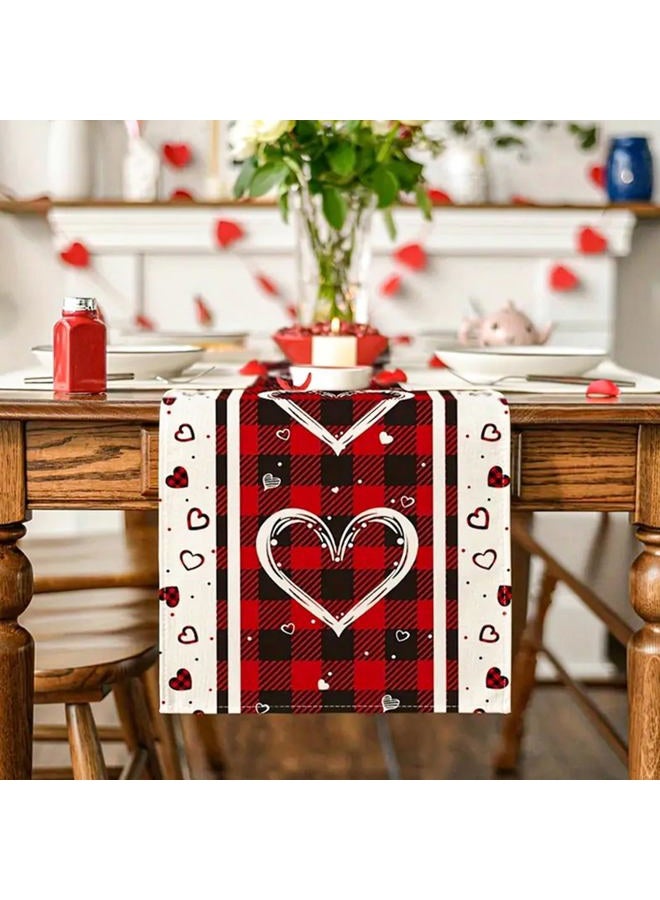 Niviy Plaid Love Hearts Valentine's Day Table Runner 13 x 72 Inch, Wedding Seasonal Holiday Anniversary Decoration for Indoor Home Party - Image 2