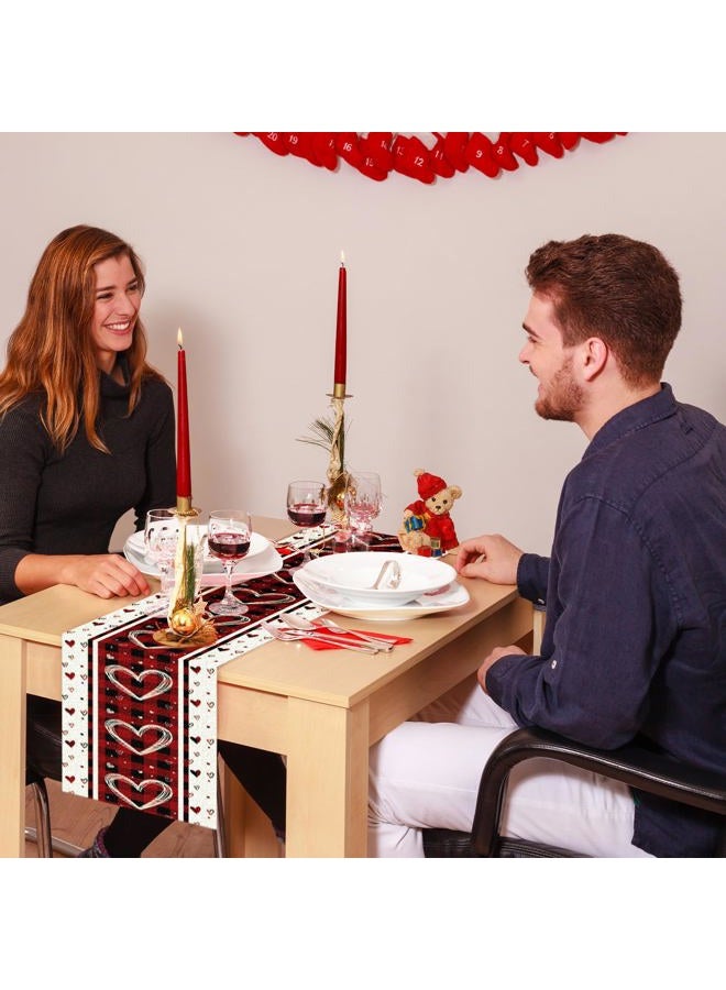 Niviy Plaid Love Hearts Valentine's Day Table Runner 13 x 72 Inch, Wedding Seasonal Holiday Anniversary Decoration for Indoor Home Party - Image 5