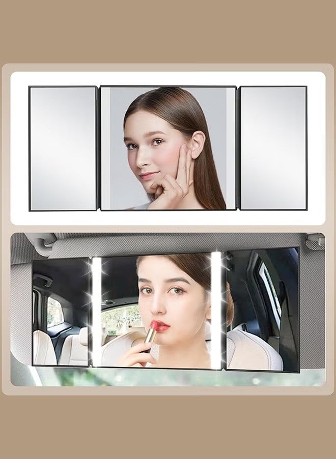 Uliova Car Sun Visor Vanity Mirror with 3 Light Modes Rechargeable LED Makeup Mirror Touch Control Dimmable Foldable Design for Car SUV Truck Travel Home Black - Image 3