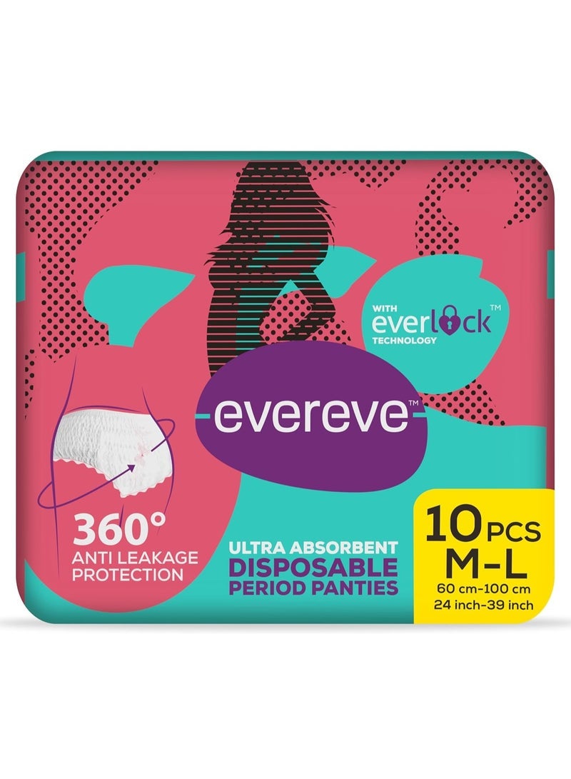 Evereve Ultra Absorbent, Heavy Flow Disposable Period Panties for Sanitary Protection, Maternity Delivery Pads, Overnight Napkins, 360 Degree Protection, Post partum use, M-L, 10 Panties - Image 2