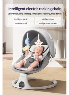 XiuWoo Electric Baby Swing Bassinet with Remote Control – 5-Speed Rocking Chair, Music, U-Shaped Pillow, Mosquito Net, Sunshade, and Hanging Toys for Entertainment  - Image 3