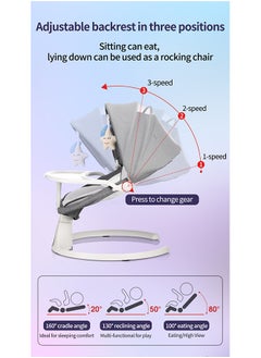 XiuWoo Electric Baby Swing Bassinet with Remote Control – 5-Speed Rocking Chair, Music, U-Shaped Pillow, Mosquito Net, Sunshade, and Hanging Toys for Entertainment  - Image 5