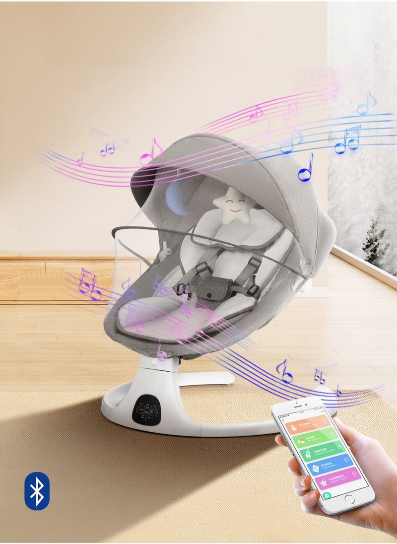 XiuWoo Electric Baby Swing Bassinet with Remote Control – 5-Speed Rocking Chair, Music, U-Shaped Pillow, Mosquito Net, Sunshade, and Hanging Toys for Entertainment  - Image 2