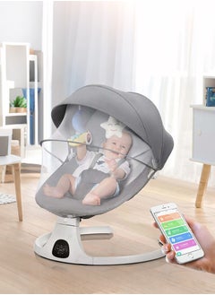 XiuWoo Electric Baby Swing Bassinet with Remote Control – 5-Speed Rocking Chair, Music, U-Shaped Pillow, Mosquito Net, Sunshade, and Hanging Toys for Entertainment  - Image 1