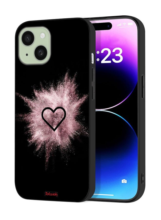 Tolwak Apple iPhone 15 Protective Case Cover Heart On Glitters - Image 1