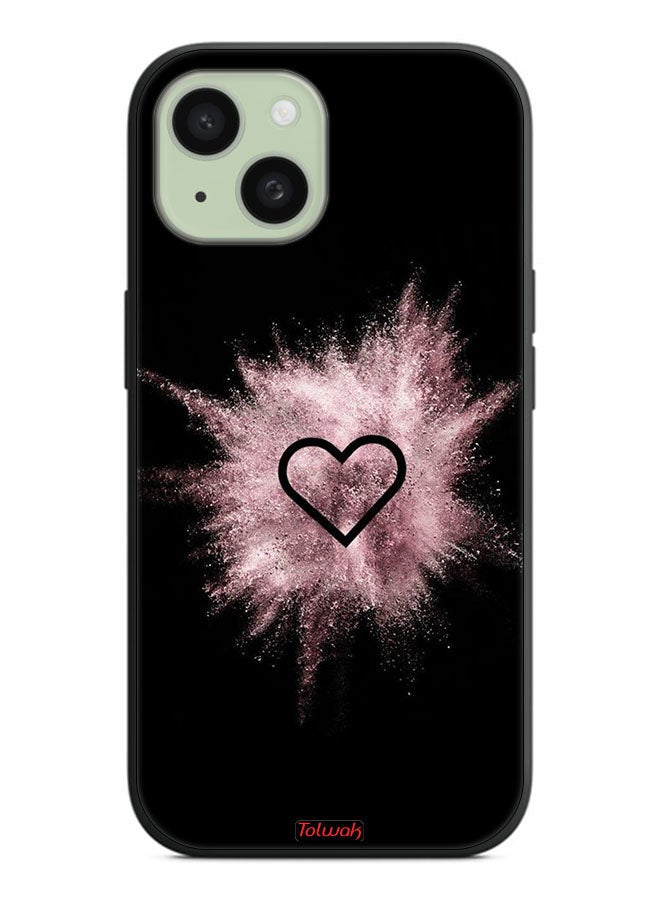 Tolwak Apple iPhone 15 Protective Case Cover Heart On Glitters - Image 2