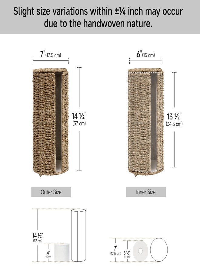 StorageWorks Seagrass Free Standing Toilet Paper Holder Stand for Bathroom, 3 Rolls of Toilet Tissue Storage with a Built-in Cloth Lining, Toilet Roll Holder Stand with Lid - Image 3