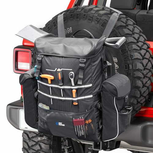 JOYTUTUS Spare Tire Storage Bag 52L with 6L Side Bags Heavy Duty Luggage for Offroad Traveling Camping - Image 1