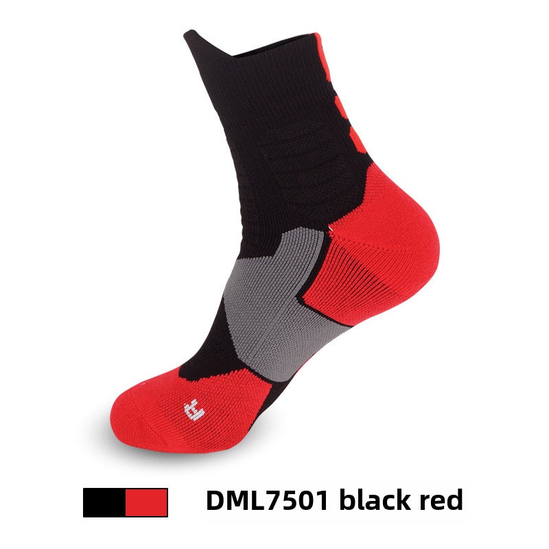 Generic Summer Pro Basketball Socks Mens Mid-Calf Sport black red