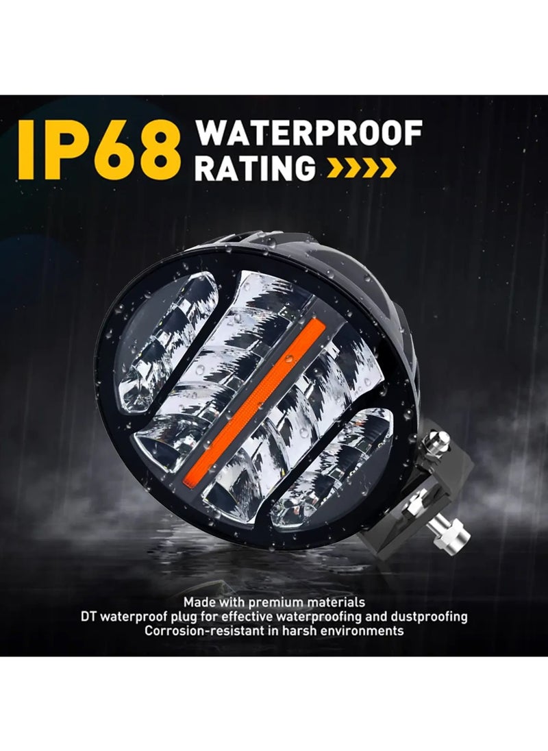 Toby's Toby’s TD0390D 7 inch Round Driving Lights with Amber White DRL/2 Pieces  - Image 2