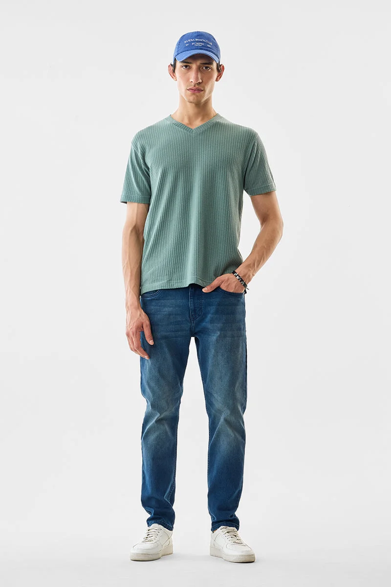 سنيتش Blue Solid Loose Fit Casual Jeans