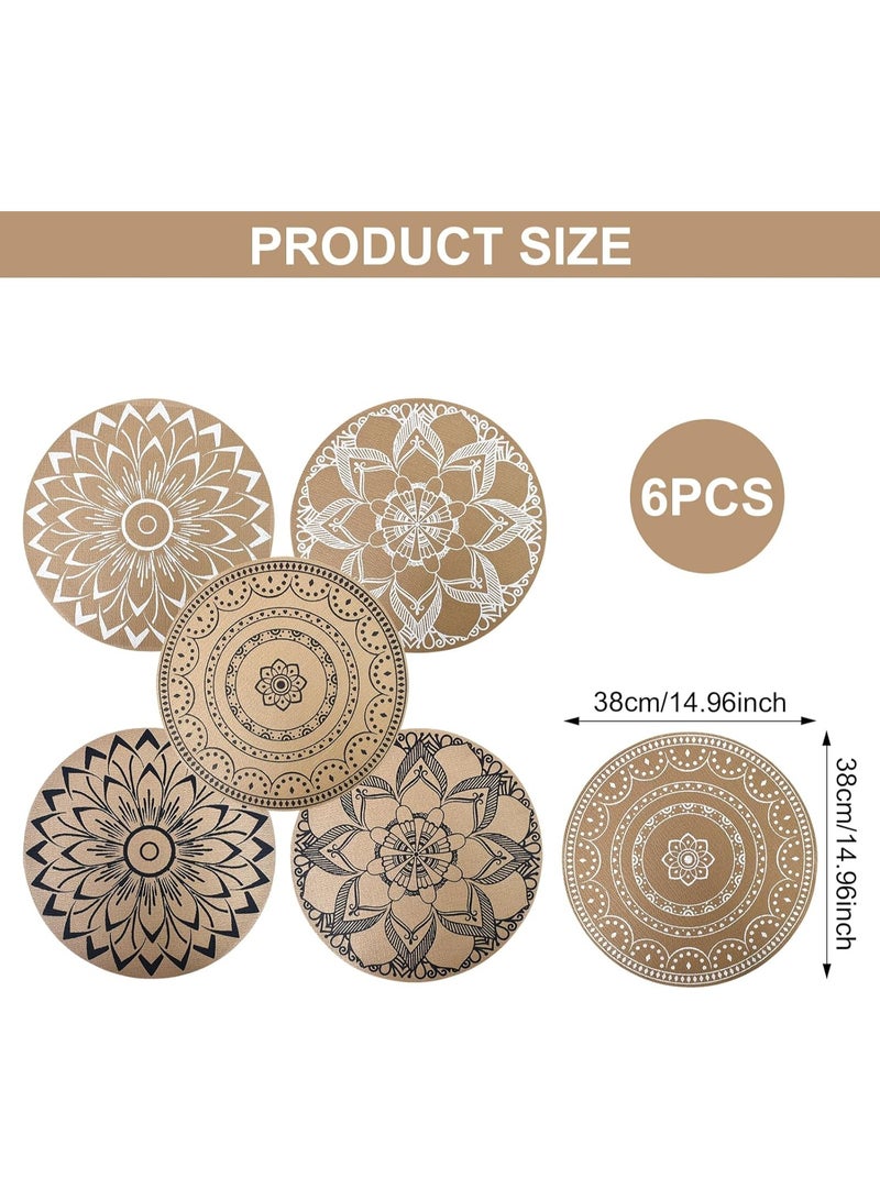 Set of 6 Washable Placemats, PVC Round Table Mats, Heat Resistant Non-Slip Coasters, American Dining Table Mats for Kitchen, Restaurant, Party and Decoration - Image 2